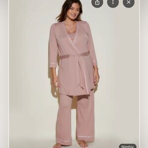 Cosabella 3 piece Nursing / Maternity PJ + Robe Set | Small, fawn pink